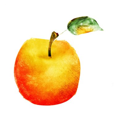 Beyaz üzerine suluboya elma