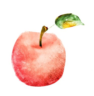 Beyaz üzerine suluboya elma