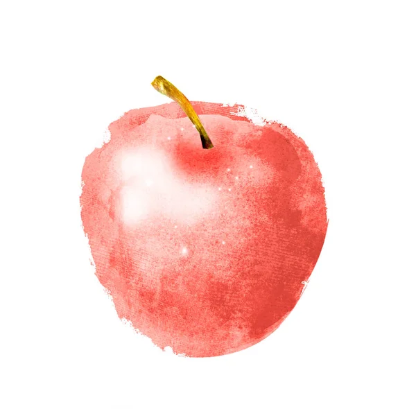 Jablko akvarel na bílém — Stock fotografie