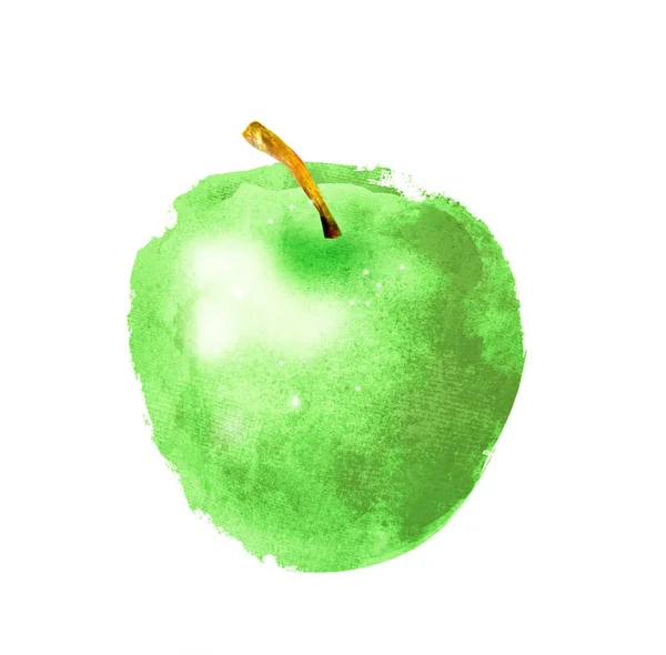 Akvarell äpple på vitt — Stockfoto