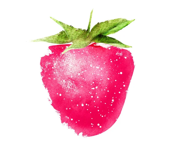 Aquarelle fraise sur blanc — Photo