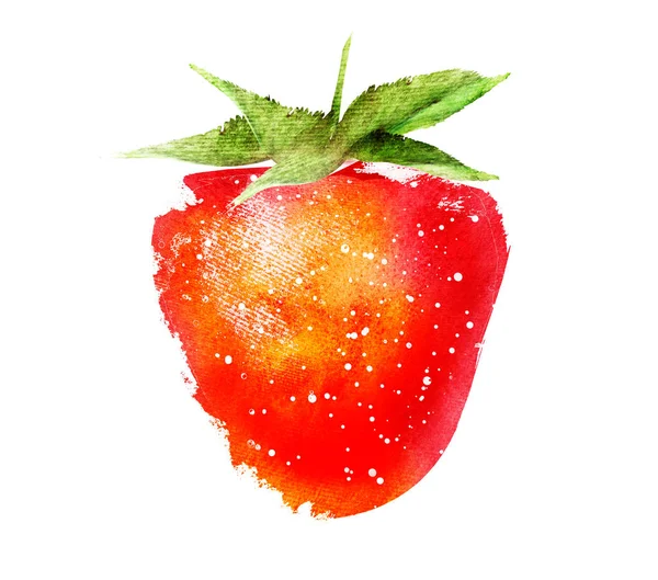 Aquarelle fraise sur blanc — Photo