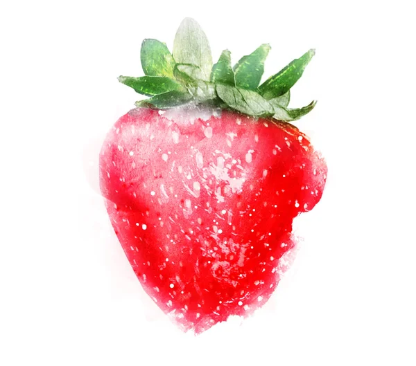 Aquarelle fraise sur blanc — Photo