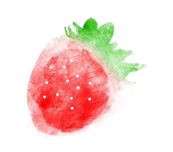 Aquarelle fraise sur blanc — Photo