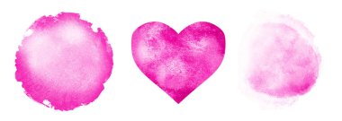 Üç suluboya daire ve arka plan olarak beyaz üzerine kare