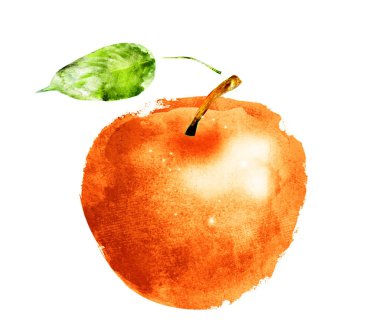 Beyaz üzerine suluboya elma