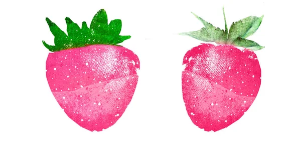 Δύο νερομπογιές φράουλες σε λευκό — Φωτογραφία Αρχείου