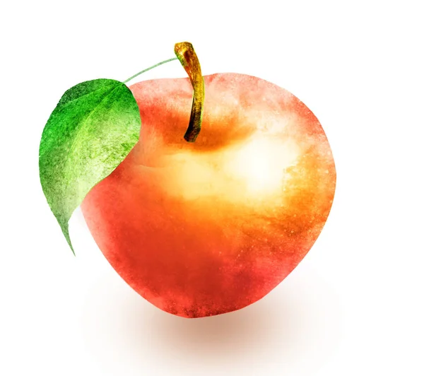 Akwarela jabłko na białym — Zdjęcie stockowe