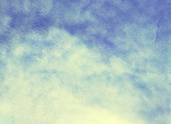 구름을 배경으로 하늘을 물들이 세요. 수채 색 — 스톡 사진