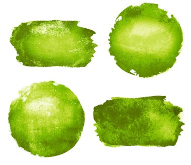 Dört suluboya figür (kare, daire, dikdörtgen; üçgen)