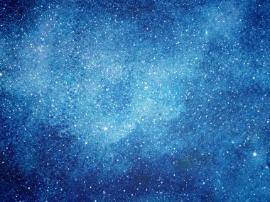 Arka planda yıldızlar olan gece gökyüzü. Suluboya