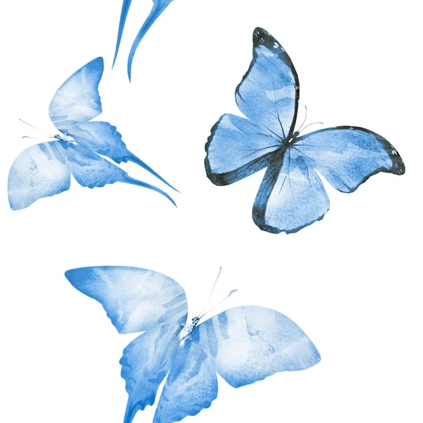 Akvarell sömlöst mönster med fjärilar — Stockfoto