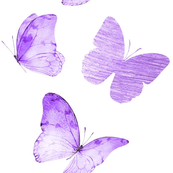 Aquarel naadloos patroon met vlinders — Stockfoto