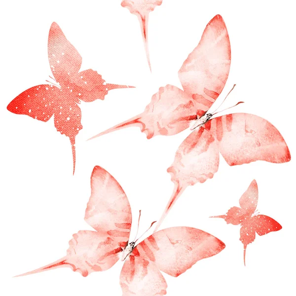 Padrão sem costura aquarela com borboletas — Fotografia de Stock