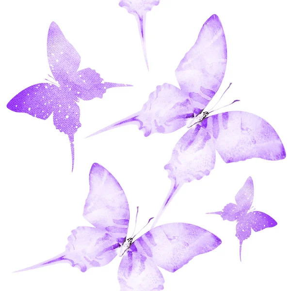 Акварельний безшовний візерунок з метеликами — стокове фото