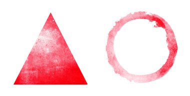 İki suluboya daire ve arka plan olarak beyaz üzerinde seyahat