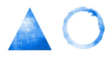 İki suluboya daire ve arka plan olarak beyaz üzerinde seyahat