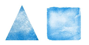 İki suluboya kare ve beyaz üçgen.