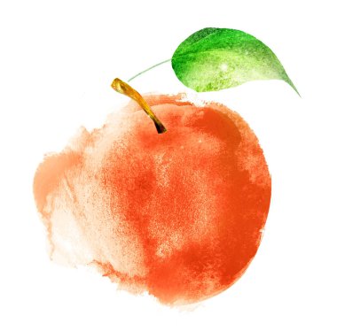 Beyaz üzerine suluboya elma