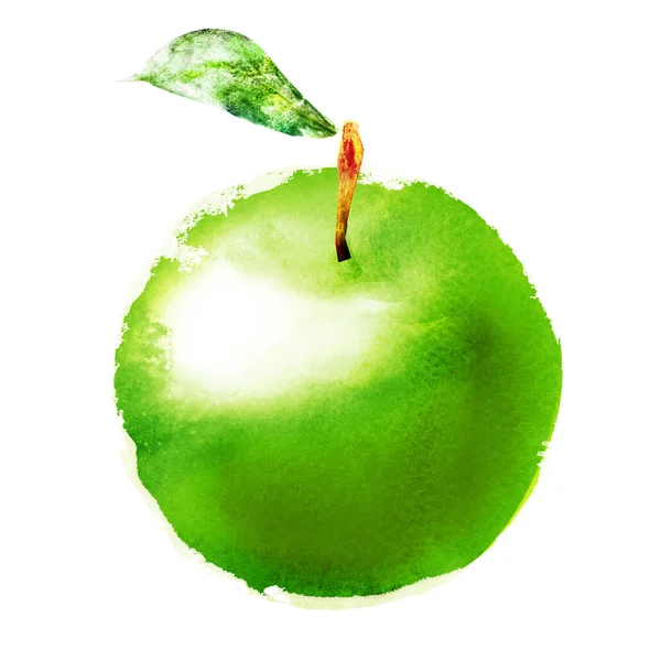 白色苹果上的水彩画 — 图库照片