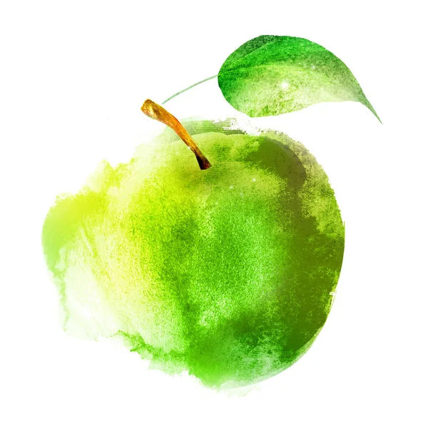 Akwarela jabłko na białym — Zdjęcie stockowe