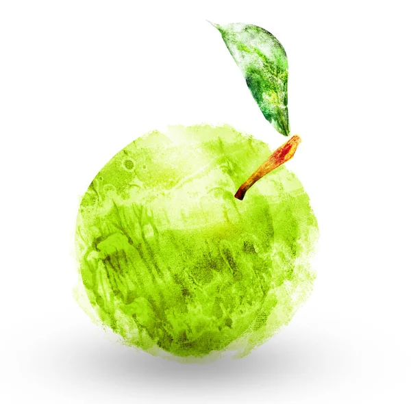 Acuarela manzana en blanco —  Fotos de Stock