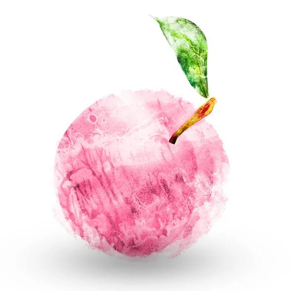 Acquerello mela su bianco — Foto Stock