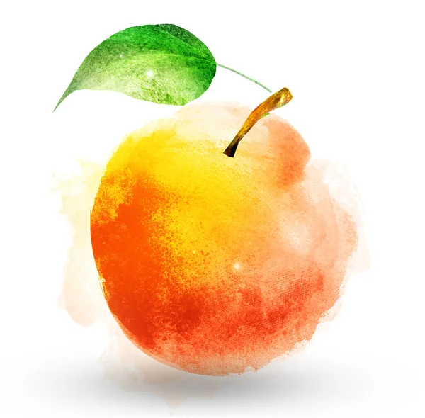 Jablko akvarel na bílém — Stock fotografie