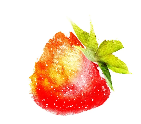 Akwarela truskawka na białe — Zdjęcie stockowe