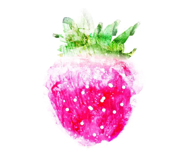 Aquarelle fraise sur blanc — Photo