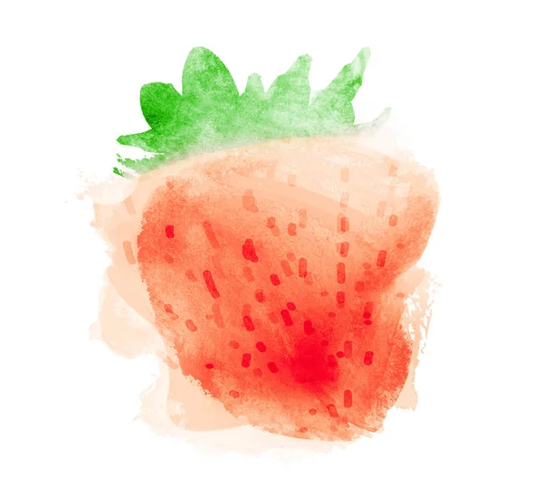 Akvarell jordgubbe på vit — Stockfoto