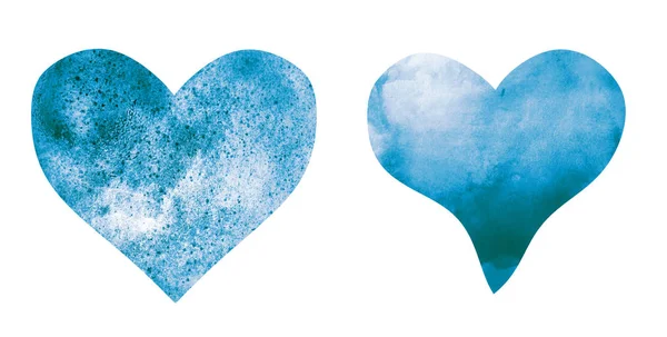 Два акварельних серця на білому фоні — стокове фото