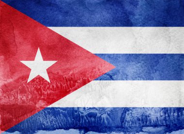 Watercolor flag on background. Cuba clipart
