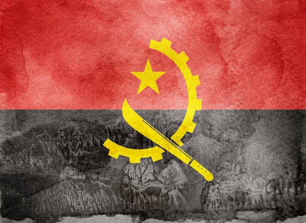 Watercolor flag on background. Angola — Stock Photo, Image