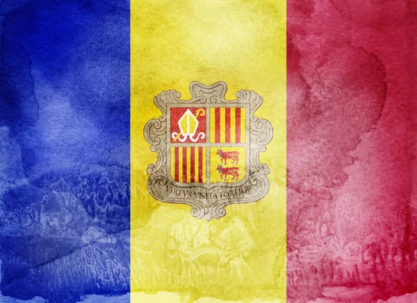 Aquarel vlag op de achtergrond. Andorra — Stockfoto