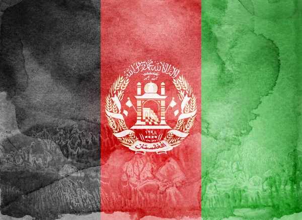 Akvarell flagga på bakgrunden. Afghanistan — Stockfoto