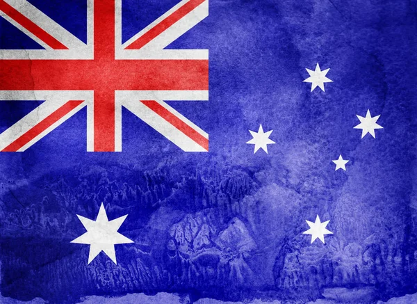 背景为水彩旗。澳大利亚 — 图库照片
