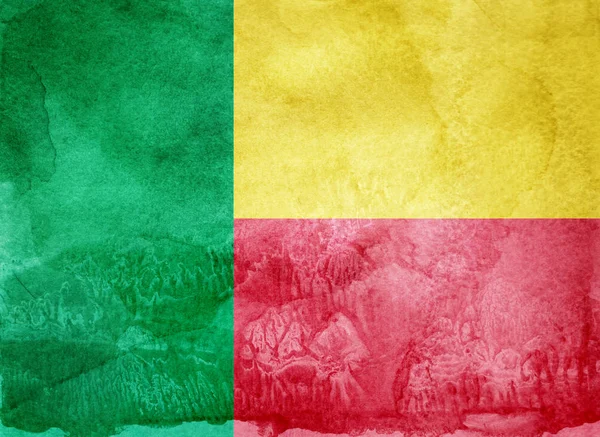 Bandiera acquerello su sfondo. Benin — Foto Stock