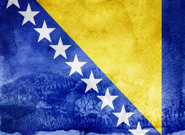Arka planda suluboya bayrak. Bosna-Hersek — Stok fotoğraf