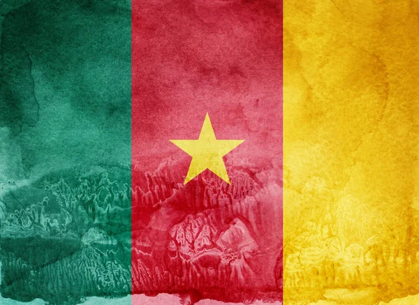 Akvarell flagga på bakgrunden. Kamerun — Stockfoto