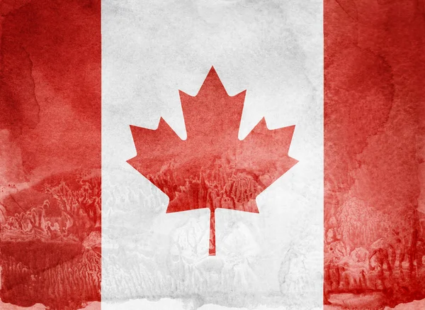 Bandera de acuarela sobre fondo. Canadá —  Fotos de Stock