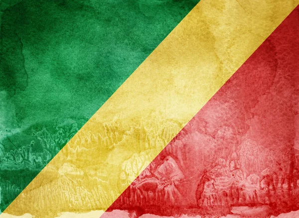 Bandiera acquerello su sfondo. Congo (Congo-Brazzaville)) — Foto Stock