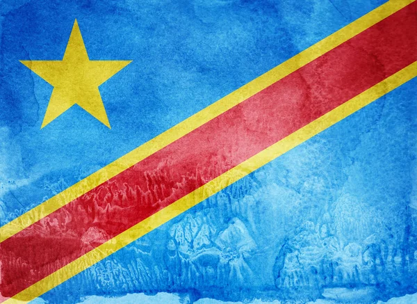 Akvarell flagga på bakgrunden. Demokratiska republiken Kongo — Stockfoto