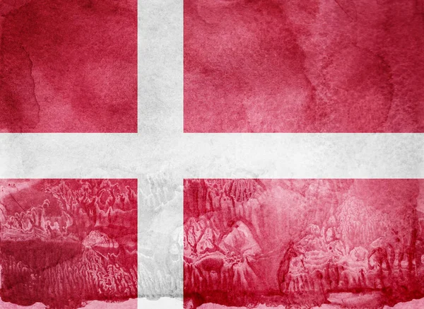 Aquarel vlag op de achtergrond. Denemarken — Stockfoto