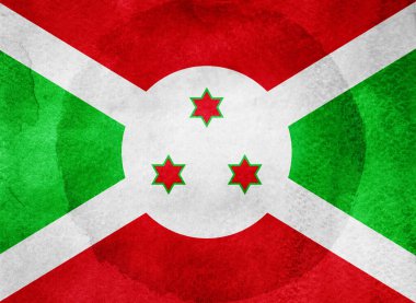 Arka planda suluboya bayrak. Burundi.