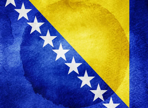 Aquarell Flagge Auf Dem Hintergrund Bosnien Und Herzegowina — Stockfoto