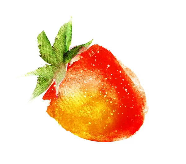 Aquarell Erdbeere Auf Weißem Hintergrund — Stockfoto