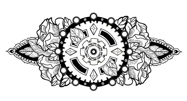 Mandala zentangl black — Stock Vector