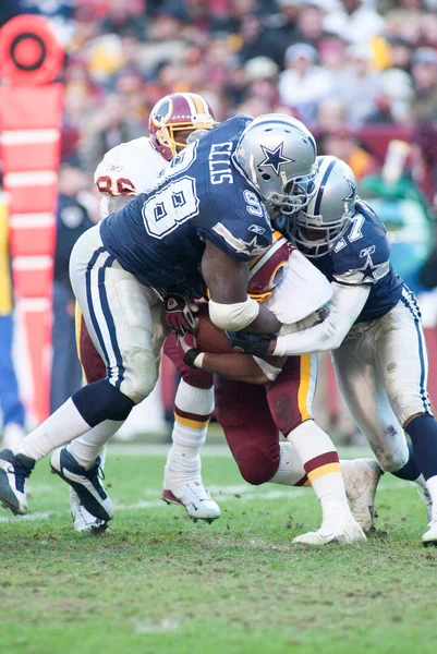 Dallas Cowboys Greg Ellis Slår Washington Redskins Spelet Spelades December Stockbild