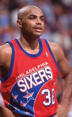 Philadelphia 76ers forward and NBA Hall of Famer, Charles Barkley.  Image taken in the 1991-92 season.  clipart